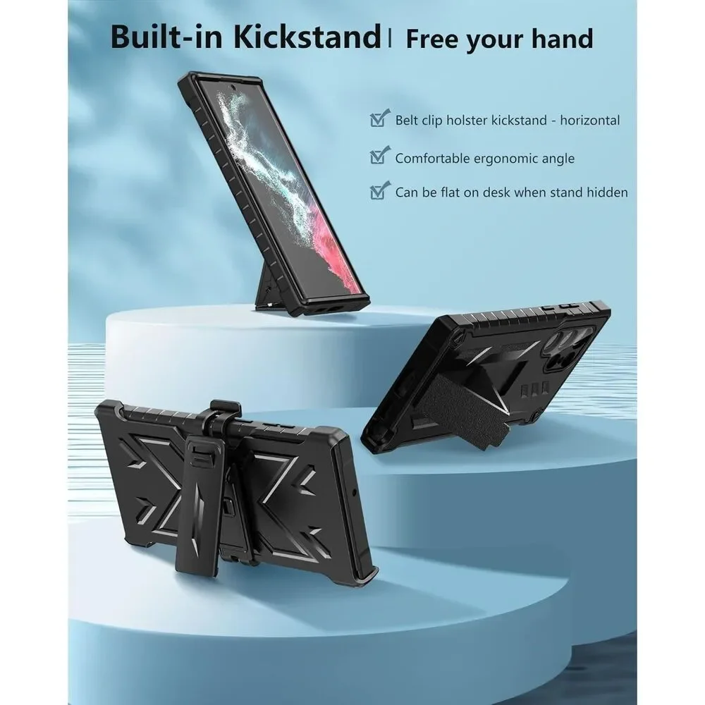FNTCASE for Samsung Galaxy S22 Ultra Case Rugged Heavy Duty Belt Clip Holster